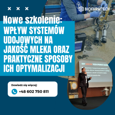 szkolenie Wpływ systemów udojowych na jakość mleka